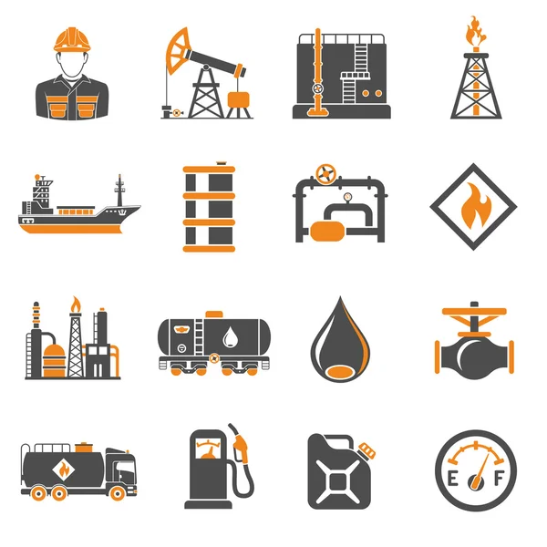 Iconen van de olie-industrie — Stockvector