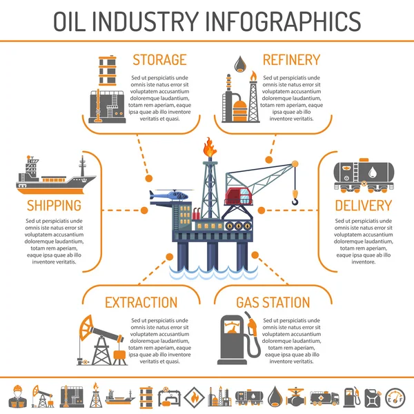 Інфографіка промисловість олії — стоковий вектор