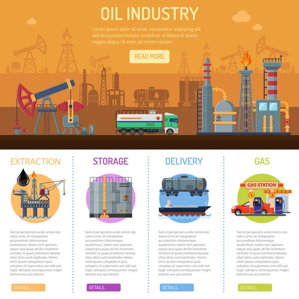 Industria petrolifera Infografica — Vettoriale Stock