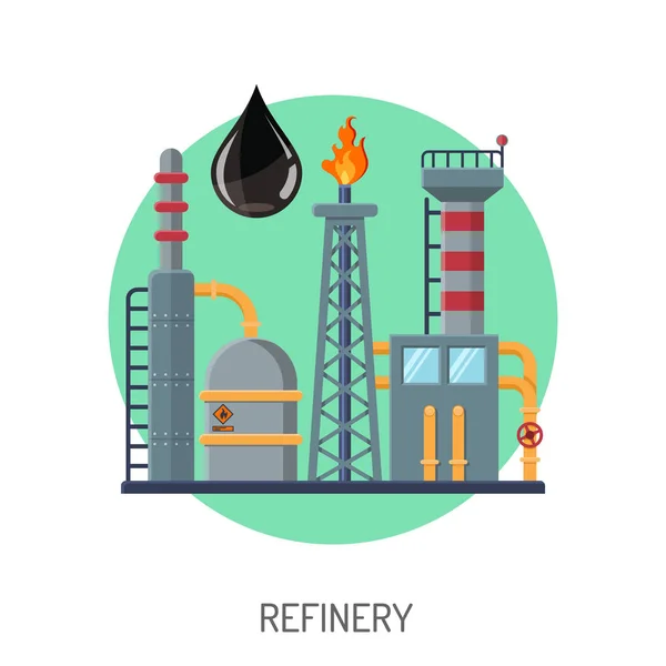 Ícone de refinaria de petróleo — Vetor de Stock