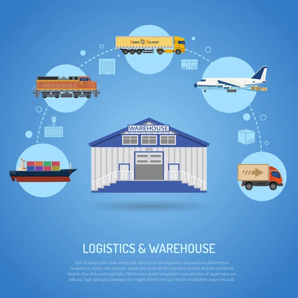 Αποθήκη και logistics έννοια — Διανυσματικό Αρχείο
