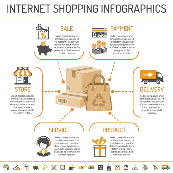 Internet Shopping infografiche — Vettoriale Stock