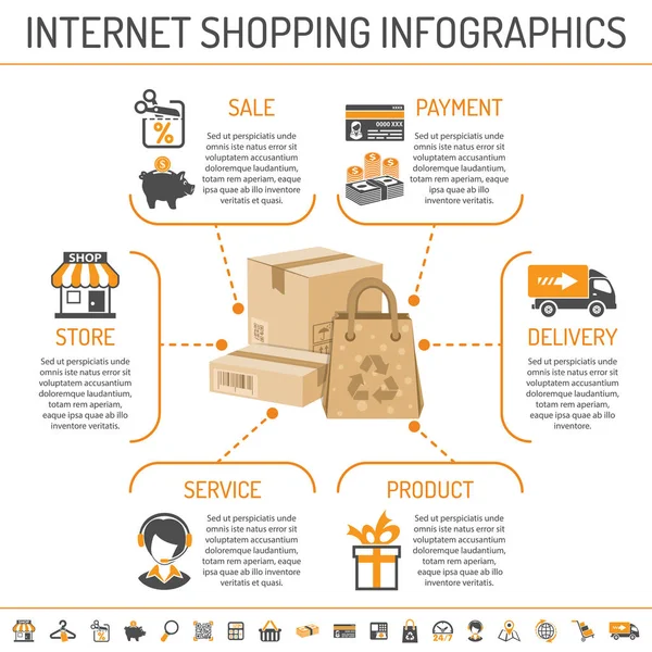 Infografis Belanja Internet - Stok Vektor