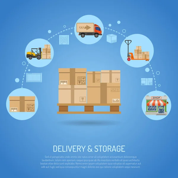 Conceito de entrega e armazenamento — Vetor de Stock