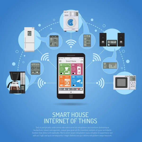 Smart House and internet of things — Stock Vector