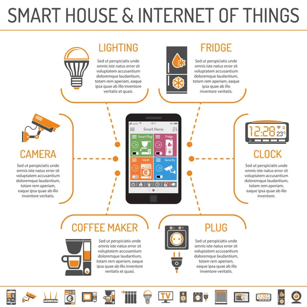 Smart House e internet das coisas infográficos — Vetor de Stock