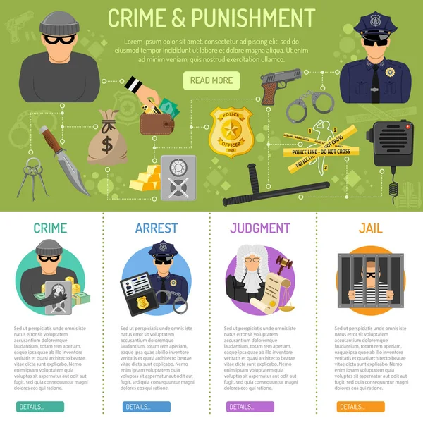 Criminalité et châtiment Infographies — Image vectorielle