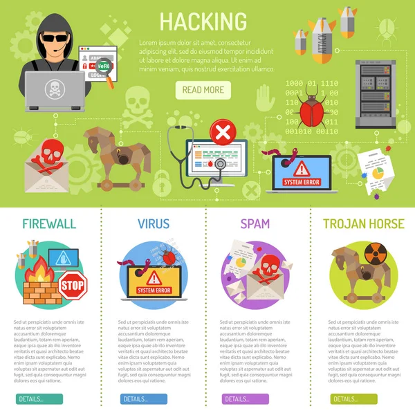 Cyberprzestępczość hacking infografiki — Wektor stockowy