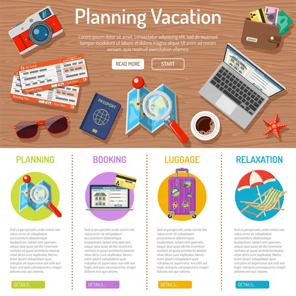 Planificación de infografías de vacaciones — Vector de stock