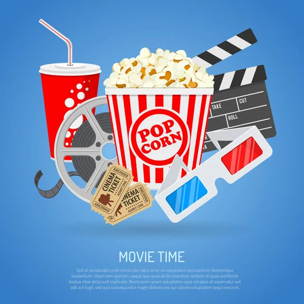 Tiempo de cine y cine — Vector de stock