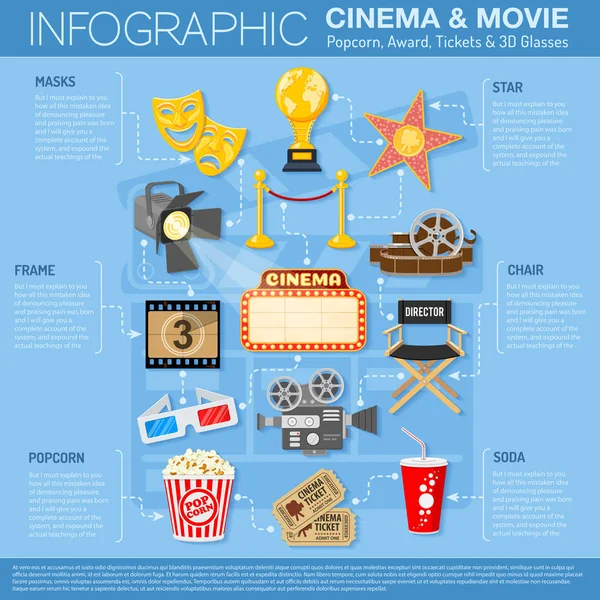 Sinema ve film infographics — Stok Vektör