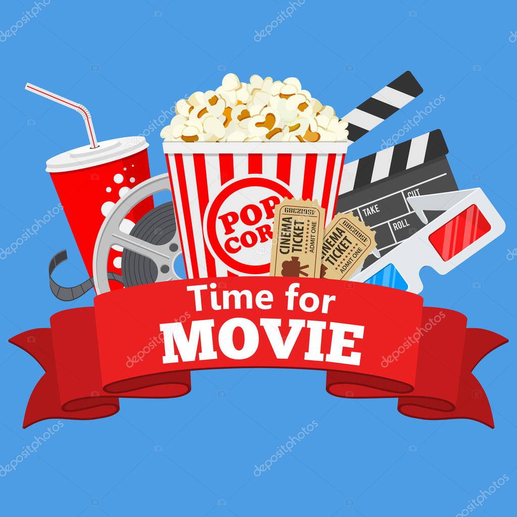 Cinema and Movie time — Stock Vector © TAlexey 140155264