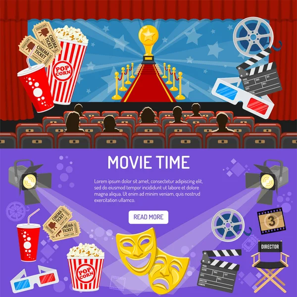Kino a film horizontální bannery — Stockový vektor