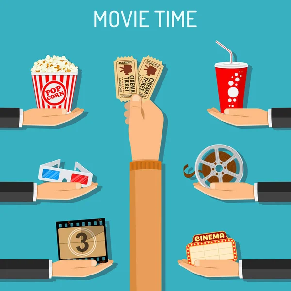 Tempo de cinema e cinema — Vetor de Stock
