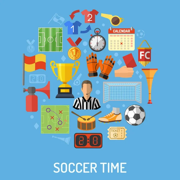 Soccer Icône plate Concept — Image vectorielle