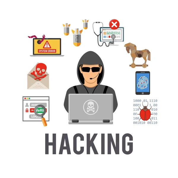 Концепция киберпреступности и хакерства — стоковый вектор