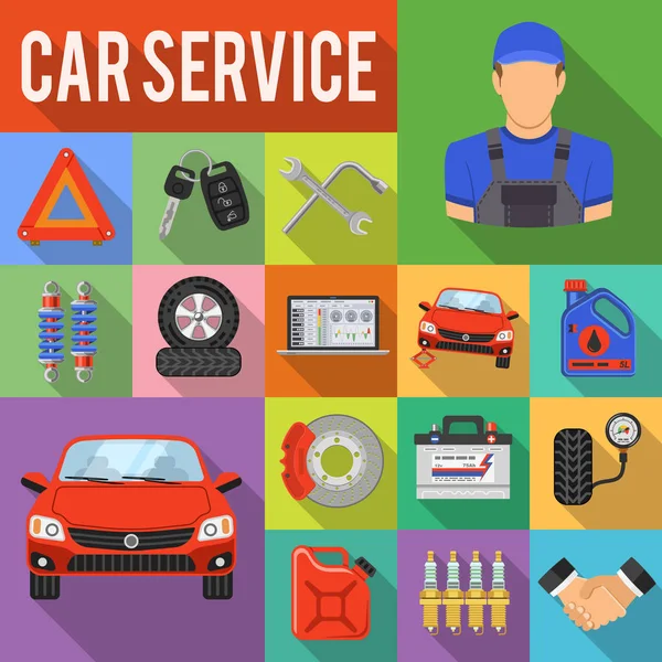 Car Service Set Vector Icons — Stock Vector