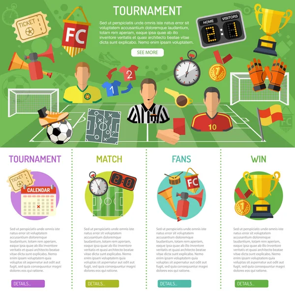 Voetbal Banner en infographics — Stockvector