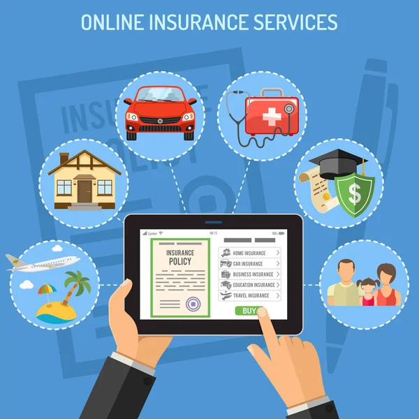 Serviços de seguros online — Vetor de Stock