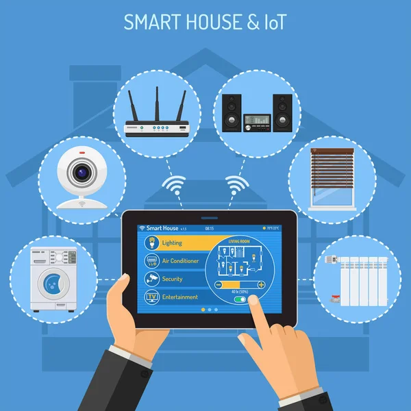 Smart House dan internet hal - Stok Vektor