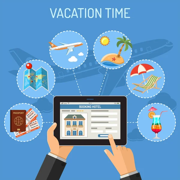Concepto de vacaciones y turismo — Vector de stock