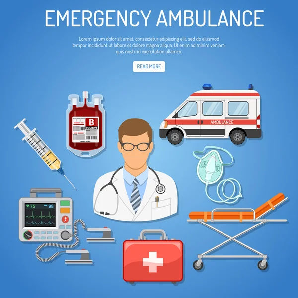 Concepto de ambulancia de emergencia médica — Vector de stock