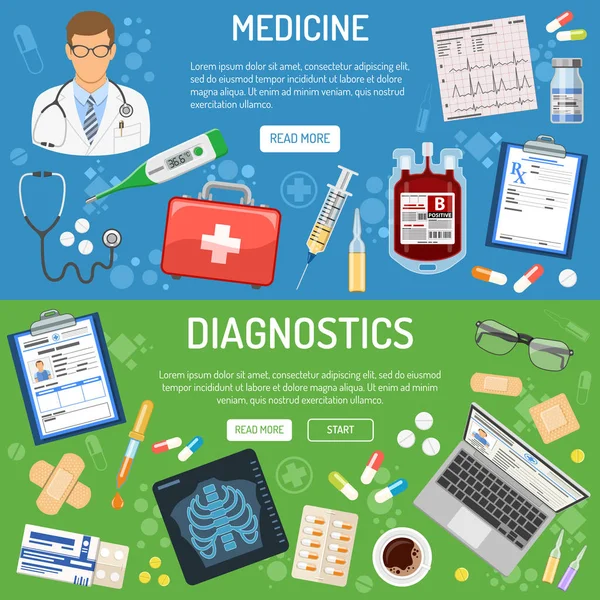 Banner médico e infografías — Vector de stock