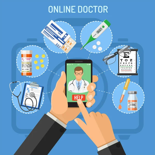 Online doktor kavramı — Stok Vektör