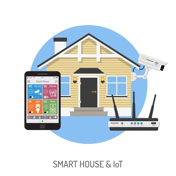 Smart House and internet of things — Stock Vector