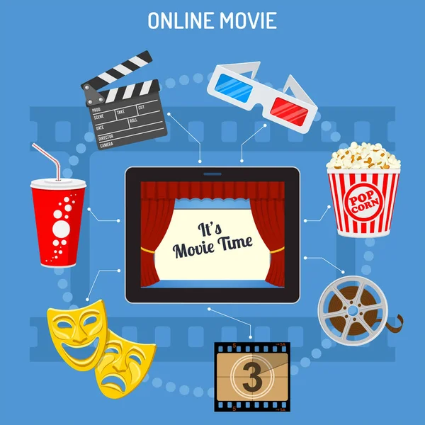 Online Film kavramı — Stok Vektör