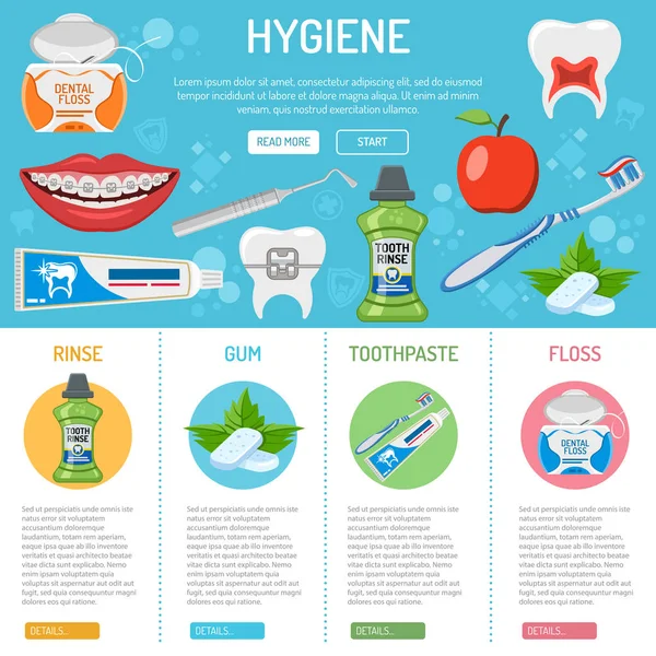 Dentální hygiena banner a infografiky — Stockový vektor