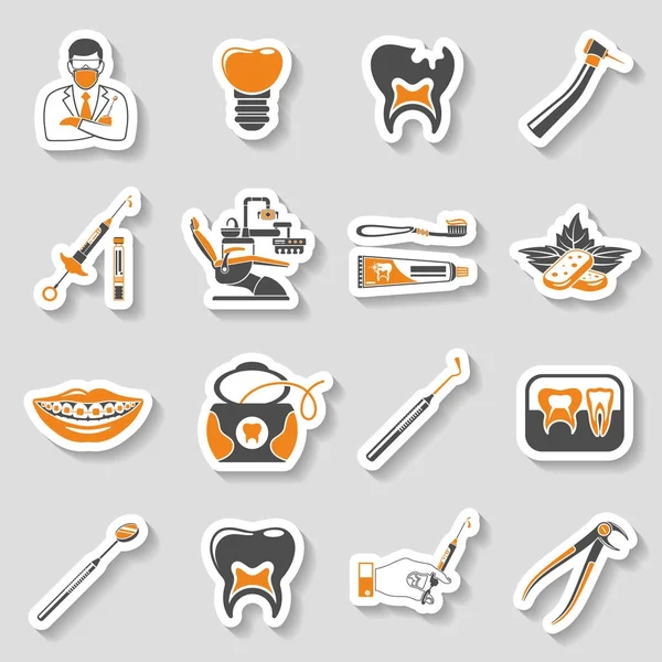Tandheelkundige diensten sticker twee kleur Icons Set — Stockvector
