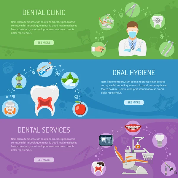 Dental Services poziome banery — Wektor stockowy