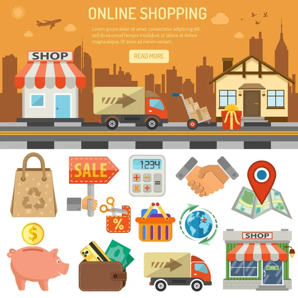 Banner de compras por Internet — Archivo Imágenes Vectoriales