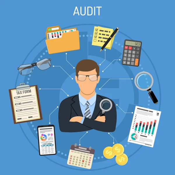 Auditing, Tax process, Accounting Concept — Stock Vector