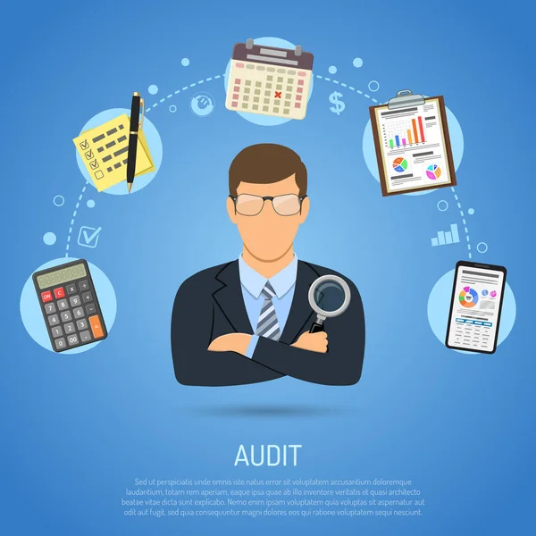 Audit, daně proces, účetní koncepce — Stockový vektor