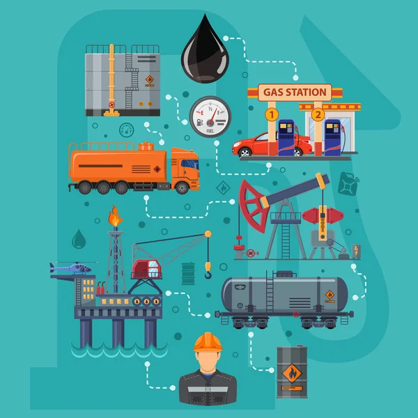 石油業界のインフォ グラフィック — ストックベクタ