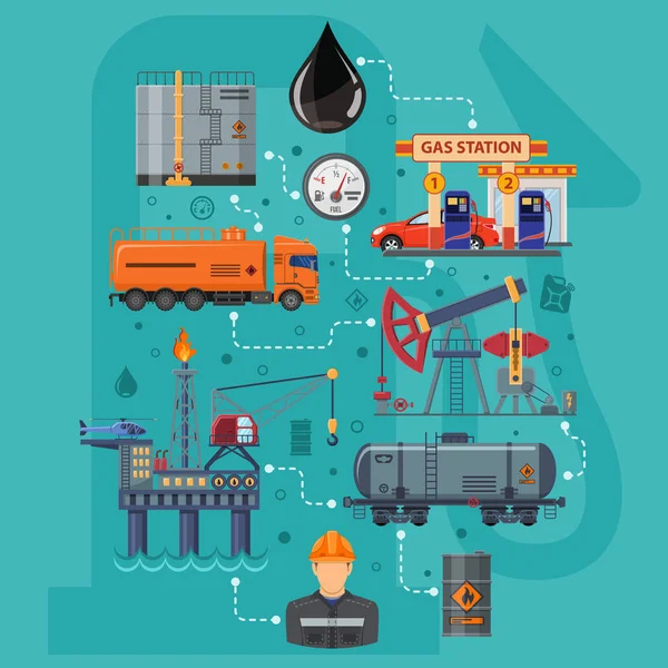 Инфографика нефтяной промышленности — стоковый вектор