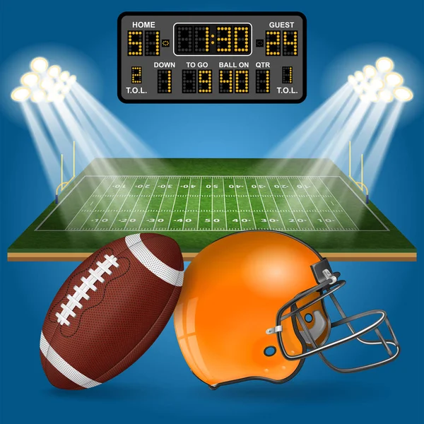 American Football Field with Scoreboard — Stock Vector