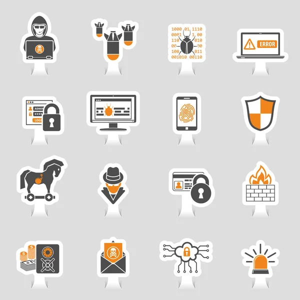 Conjunto de adesivos de ícone de segurança da Internet — Vetor de Stock