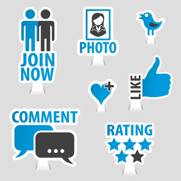 Set Social Media Sticker Icons — Stock Vector