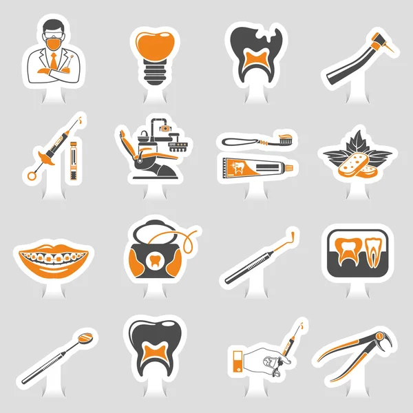 Tandheelkundige diensten sticker twee kleur Sticker Icons Set — Stockvector