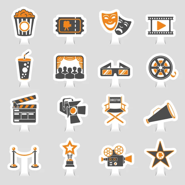 Conjunto de ícones de adesivo de cinema e filme — Vetor de Stock