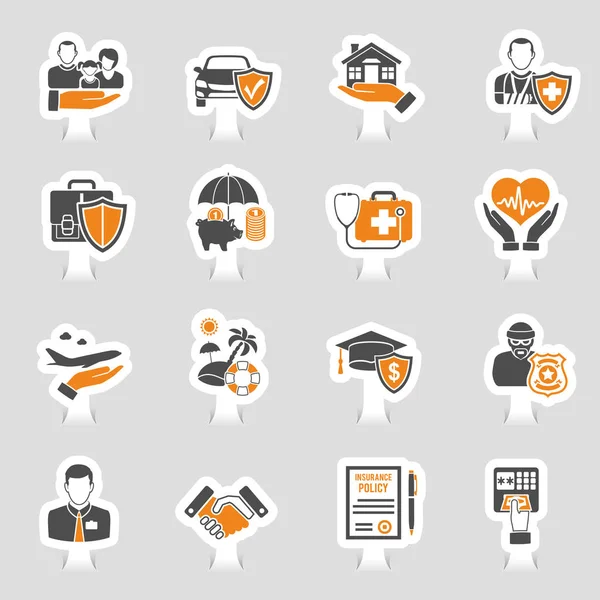 Verzekering Icons Sticker Set — Stockvector