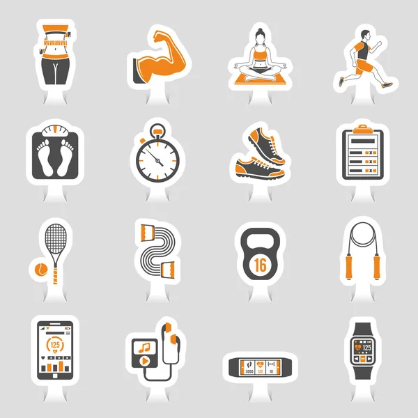 Juego de pegatinas de icono de fitness — Vector de stock