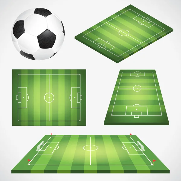 Soccer Football Field and Ball — Stock Vector