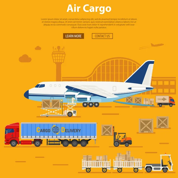 Consegna e logistica del carico aereo — Vettoriale Stock