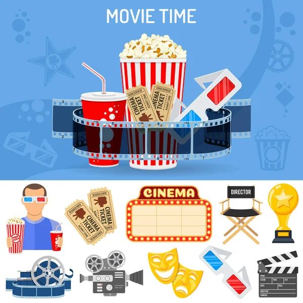 Concepto de cine y cine — Vector de stock