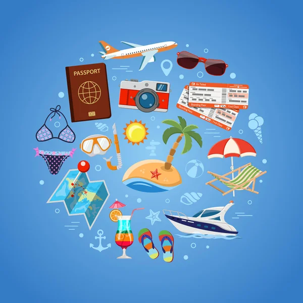 Tatil ve turizm kavramı — Stok Vektör