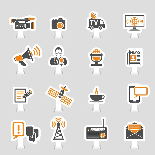 Media en nieuws Icons Sticker Set — Stockvector